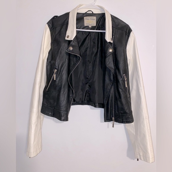 PARISIAN COLLECTION BLACK & WHITE LEATHER JACKET XL - Picture 2 of 8